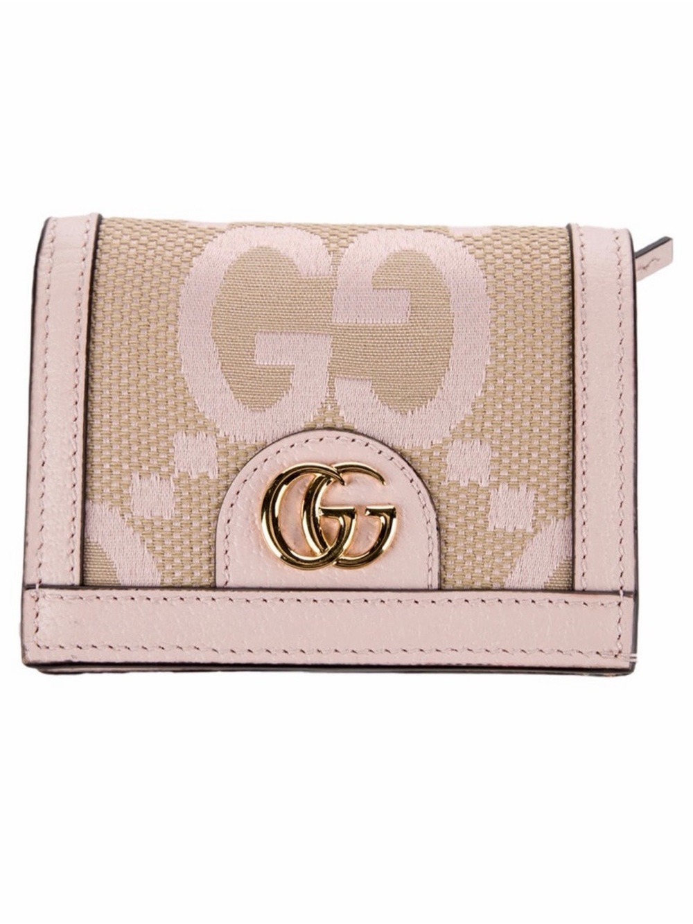 Gucci Beige and Pink GG Canvas Trifold Wallet